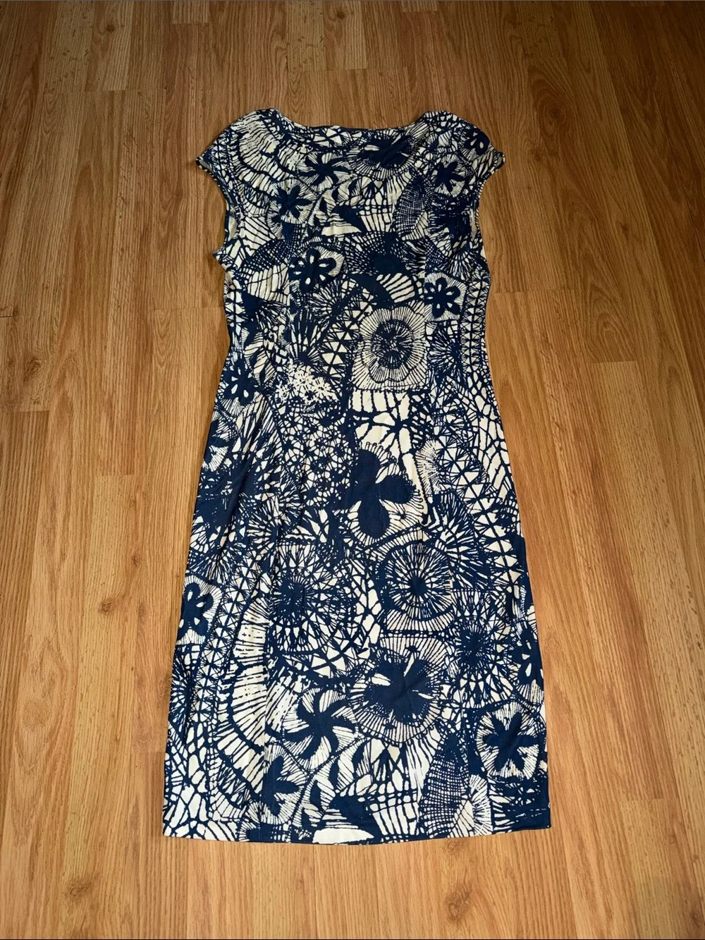 Tory Burch Baltic Sea V-Neck Cap Sleeve Midi Dress Size Small
